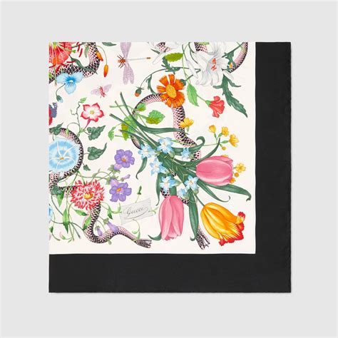 gucci flora snake silk scarf|Gucci silk blend scarves.